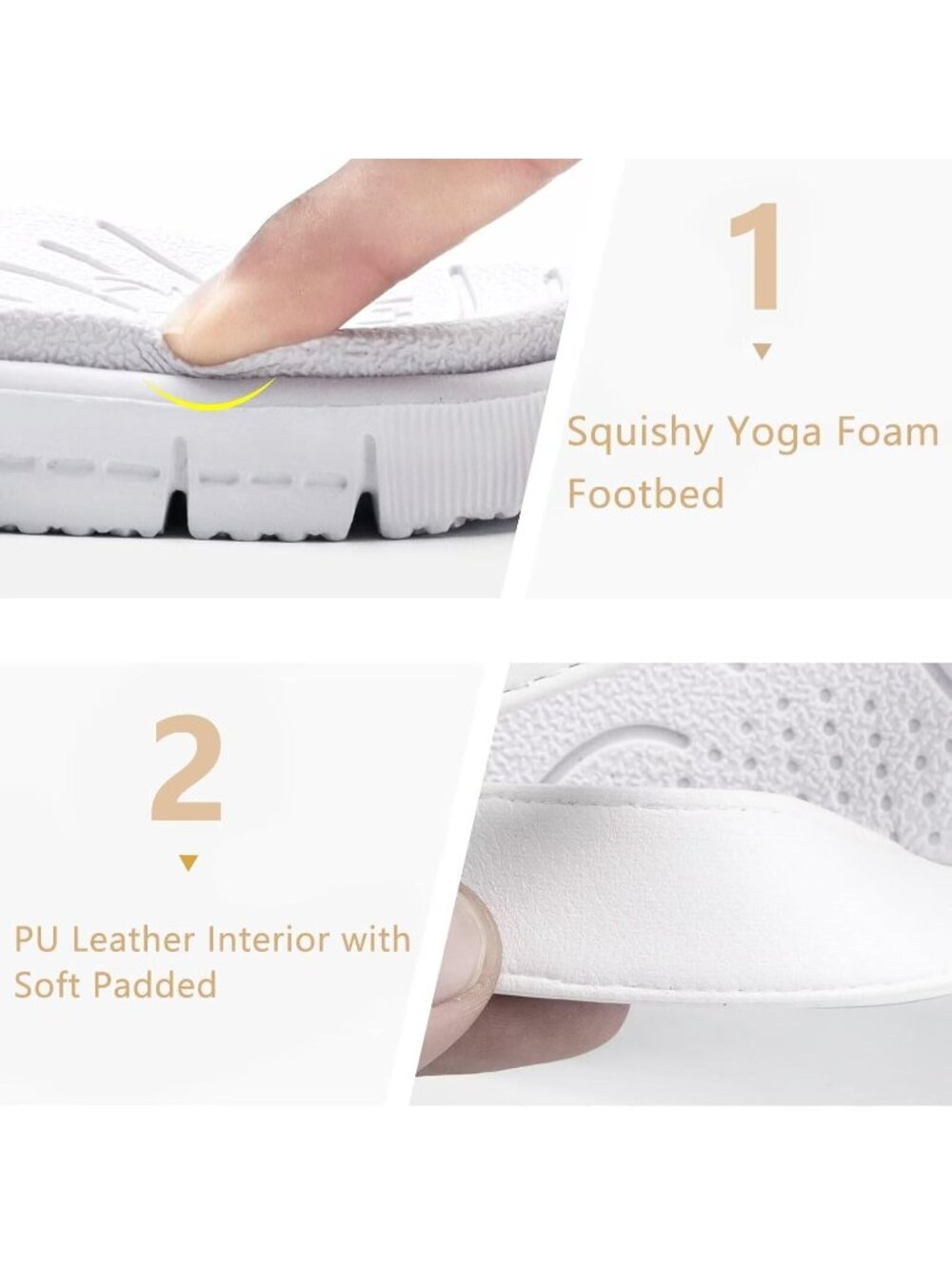 Women's White Comfortable Arch Support Yoga Summer Beach Walking Flats Sandals - Picture 5 of 7